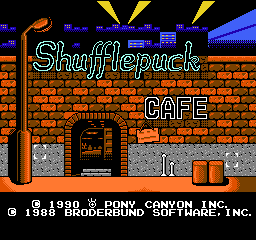 Shufflepuck Cafe title screen for Famicom